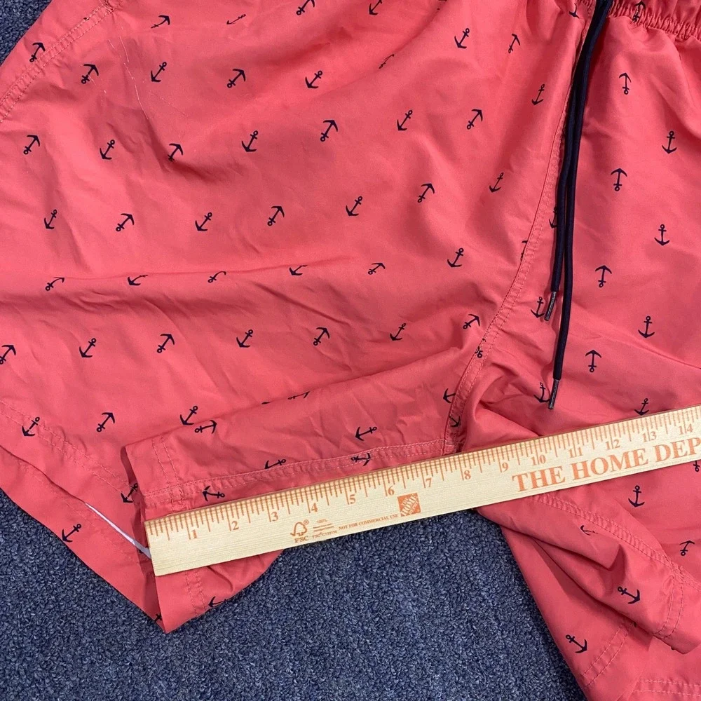 Nautica Swim Trunks Mens 2XL Coral Pink Anchor‎ Print Mesh Lined XXL
